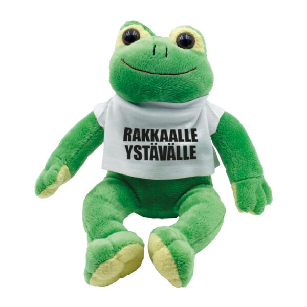 Pehmolelu Sammakko omalla kuvalla tai tekstillä