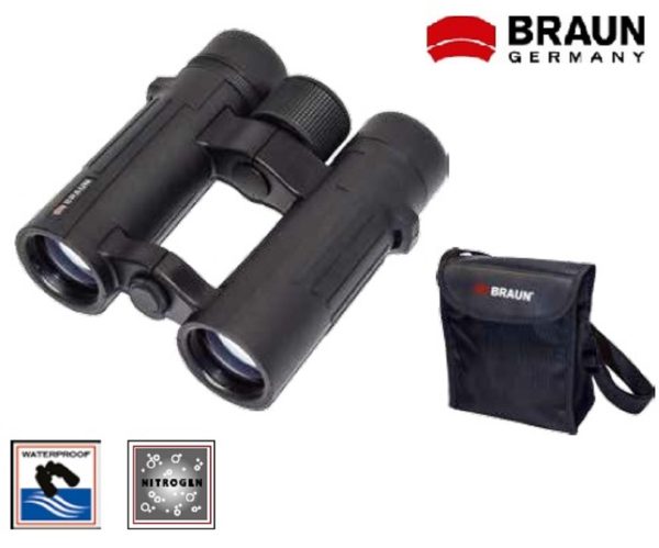 BRAUN Compagno 8x26 WP kiikari on kevyt ja helppo ottaa mukaan matkoille, urheilutapahtumiin ym Kiikari on kevyt ja VESI-, HUURRE- sekä PÖLYTIIVIS. Nitrogen kaasutäyte estää linssien huurtumisen sisäpuolelta. Kiikarin erikoiskumipäällyste sekä kaksois sarana antaa hyvän otteen kiikarista. Kierresuppilot ovat mukava lisäetu. BAK-4 prismat sekä monikalvopinnoite viimeistelee kiikarin optista laatua.
