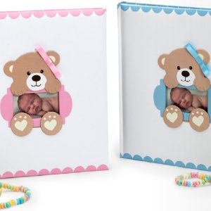 Alternative view of Rhinestone teddy bear baby album, 29x32cm 60s, blue/red